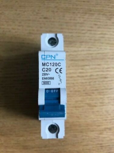 Cudis CPN MC120C 20 Amp Type C Single Pole 230V 6kA B20 Circuit Breaker MCB