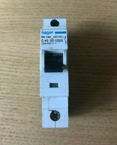 HAGER 40 AMP TYPE C 6 kA MCB CIRCUIT BREAKER NC140 C40 40A Tested