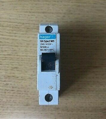 Hager 6A 6Amp Type 2 M6 M606 13080 MCB Miniature Circuit Breaker Fuse Tested