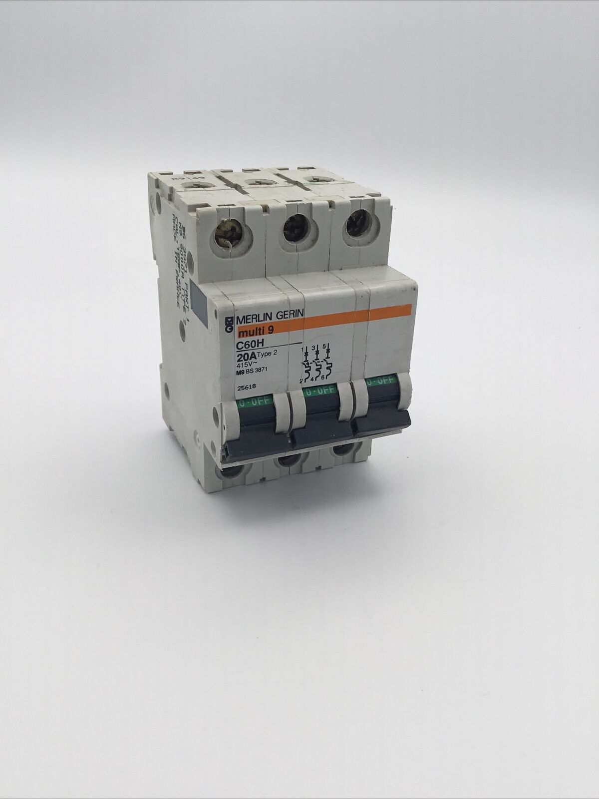 MERLIN GERIN C60H 20 AMP TYPE 2 25618 TRIPLE POLE MCB CIRCUIT BREAKER