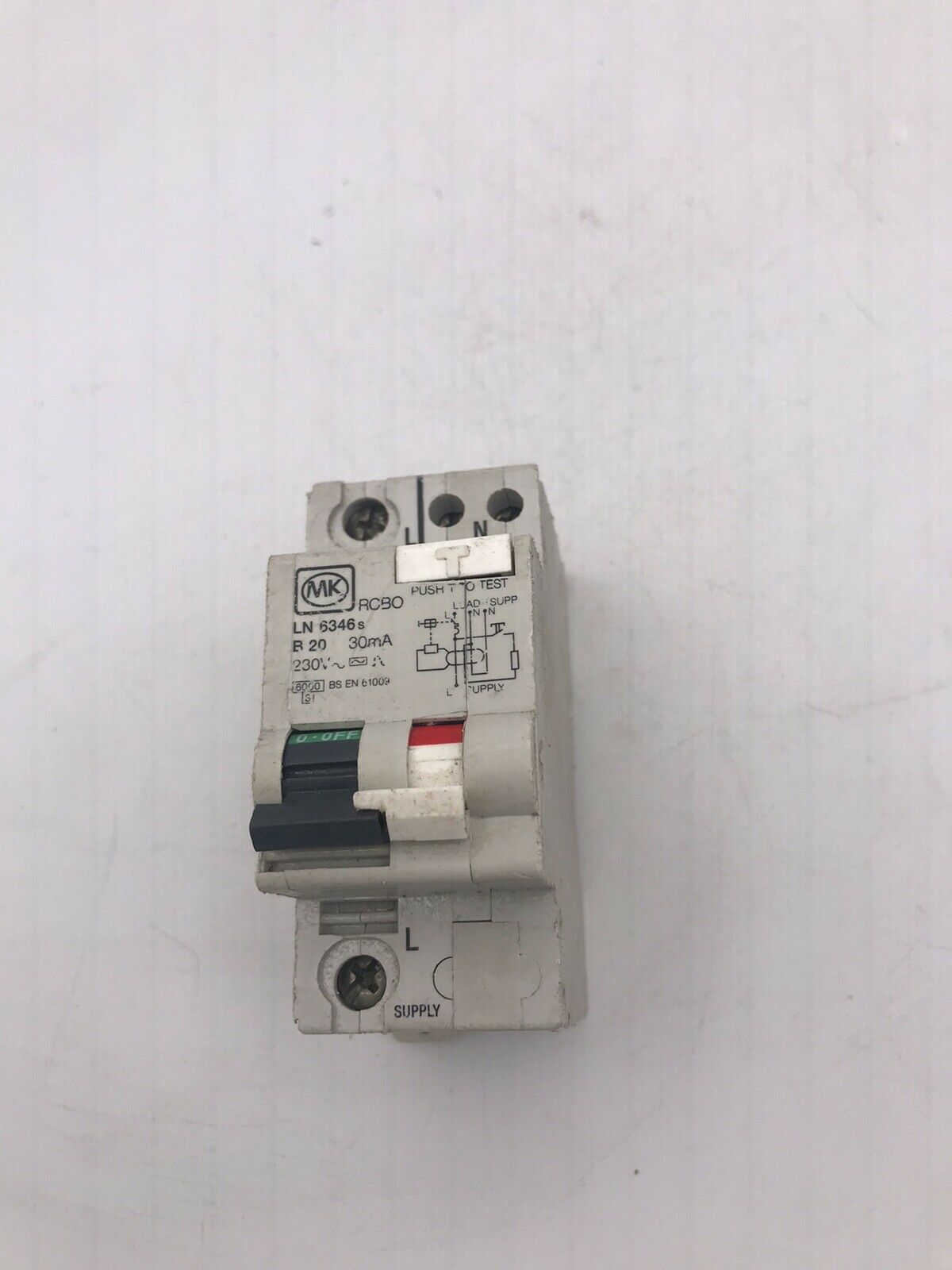 MK LN6346s RCBO B20 20Amp 30mA Type B 230v LN 6346S Circuit Breaker