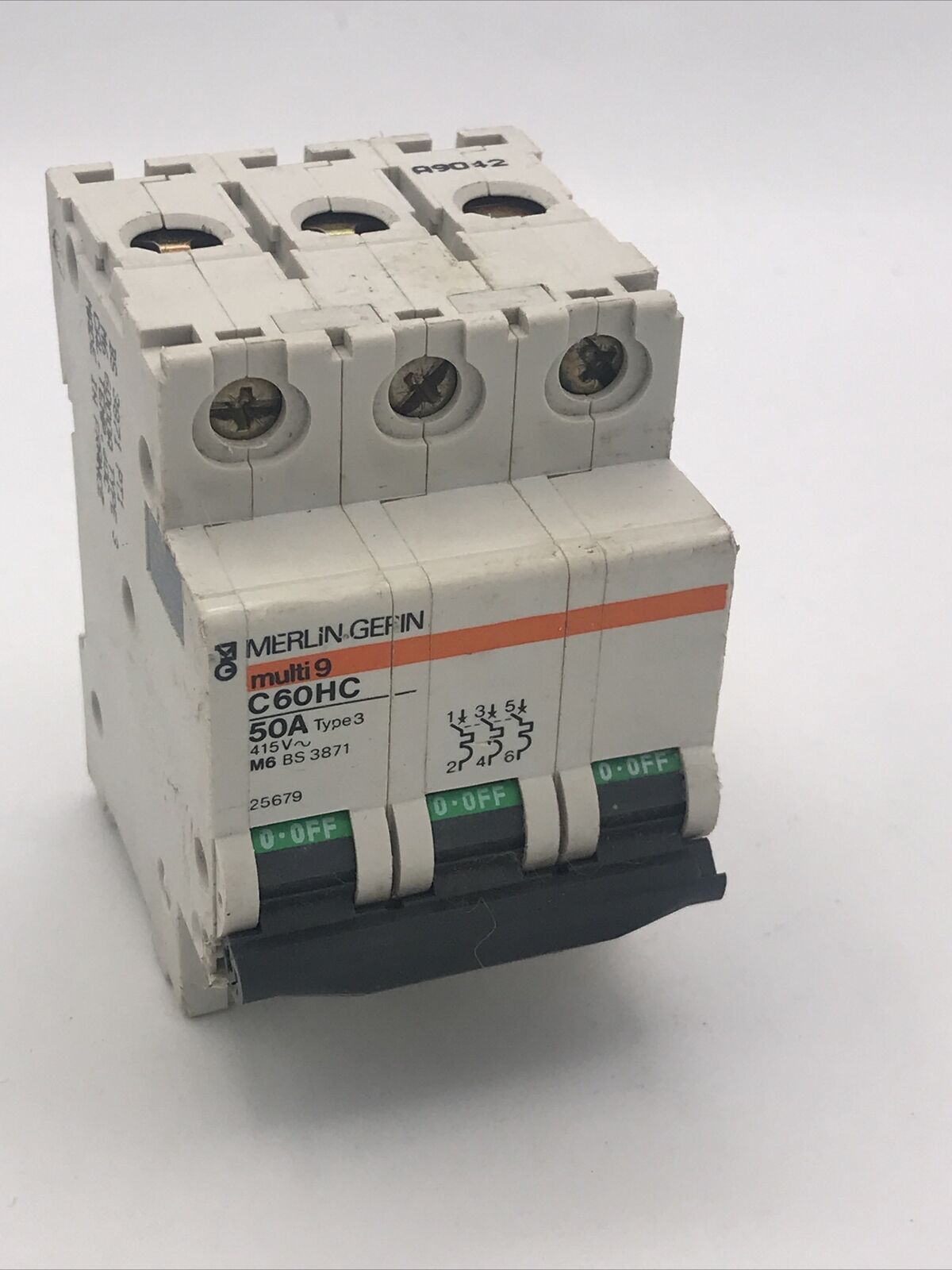 Merlin Gerin 50 Amp Triple Pole 3 Phase Type 3 M6 50A C60HC350 25735 MCB