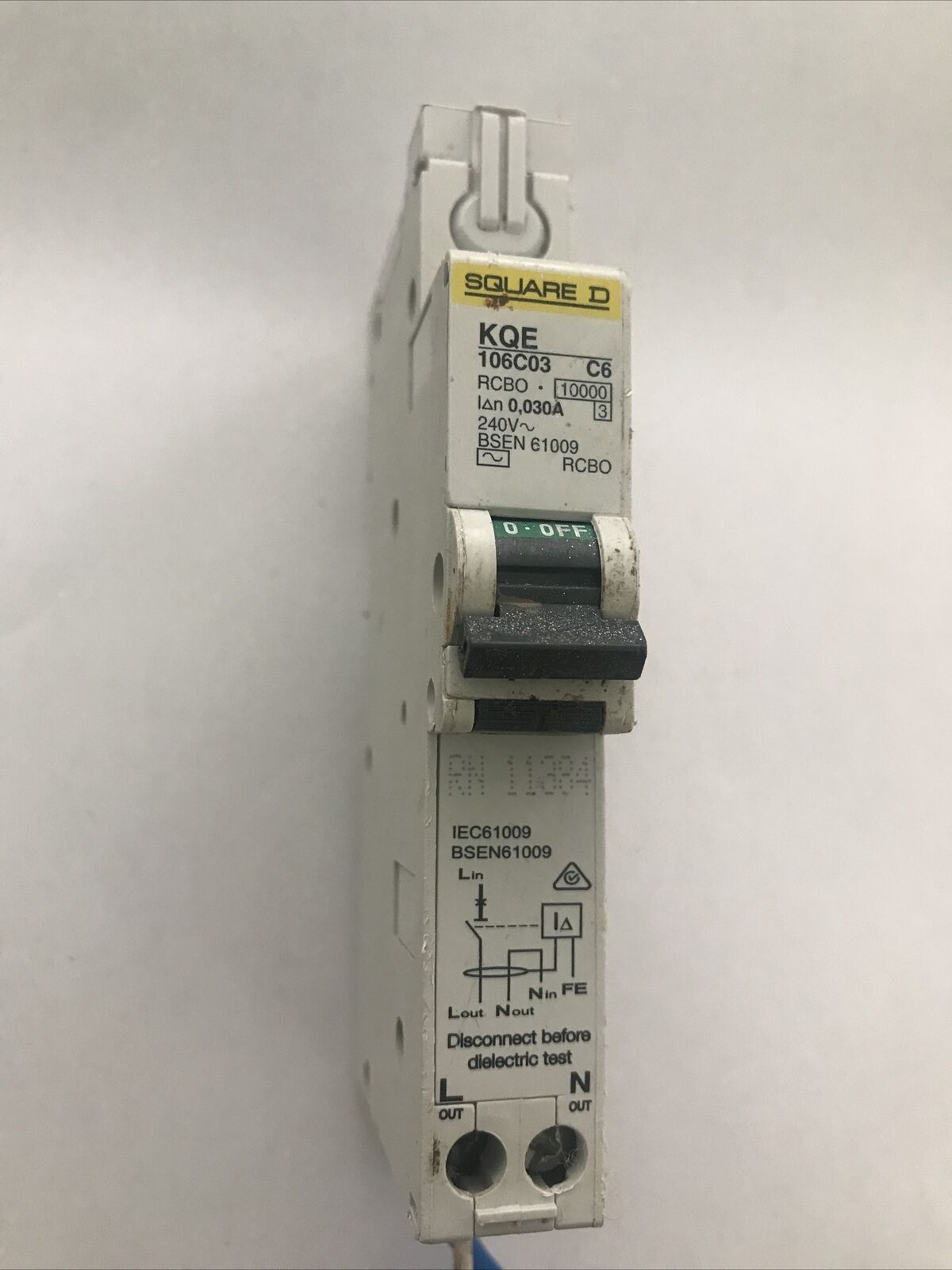 SCHNEIDER 6a RCBO SQ-D KQE PLUG IN TYPE C TYPE 10ka KQE106C03