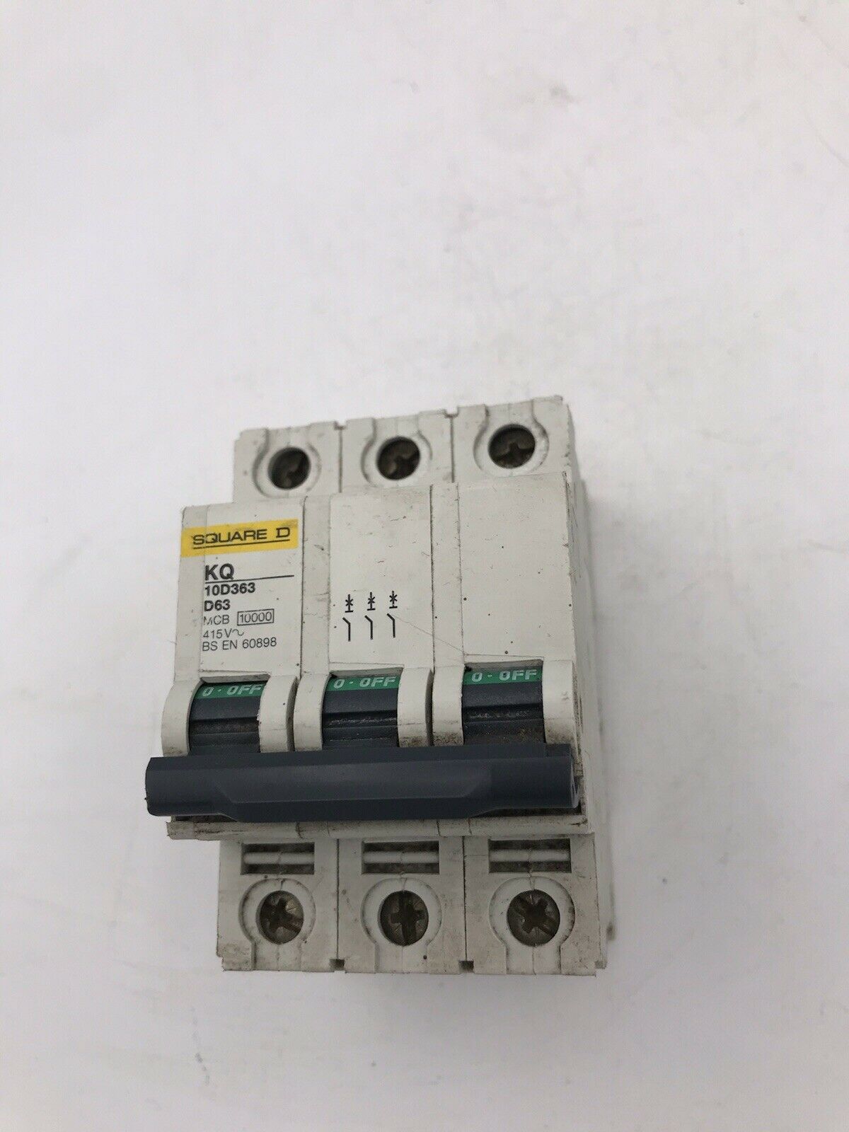 Square D MCB 63 Amp Triple Pole 3 Phase Breaker Type D 63A Loadcentre KQ10D363