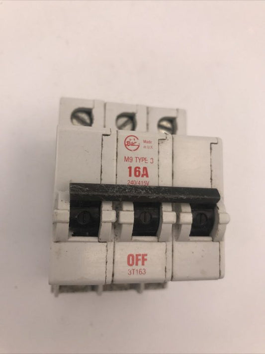 BILL / MEM MEMSHIELD 1 3T163 16Amp Triple Pole MCB Type 3