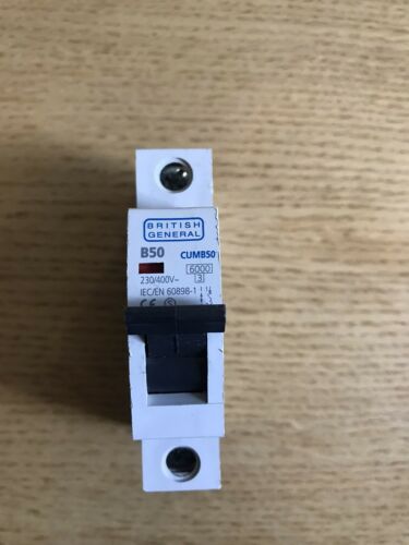 British General BG CUMB50 B50 50 Amp Type B Single Pole MCB Same Day New
