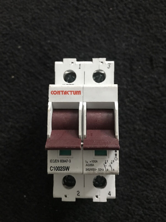 CONTACTUM 100 AMP DOUBLE POLE MAIN SWITCH DISCONNECTOR C1002SW