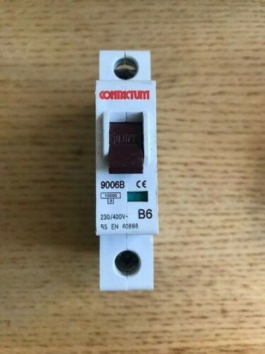 CONTACTUM 6 AMP TYPE B 10kA MCB CIRCUIT BREAKER 9006B RED WRITING/RED SWITCH