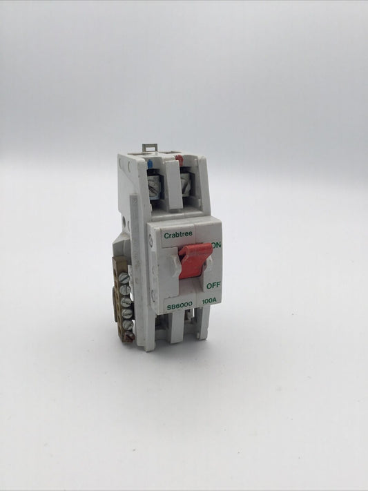 CRABTREE 100 AMP MAIN SWITCH DISCONNECTOR DOUBLE 2 POLE SB6000 100A AC22