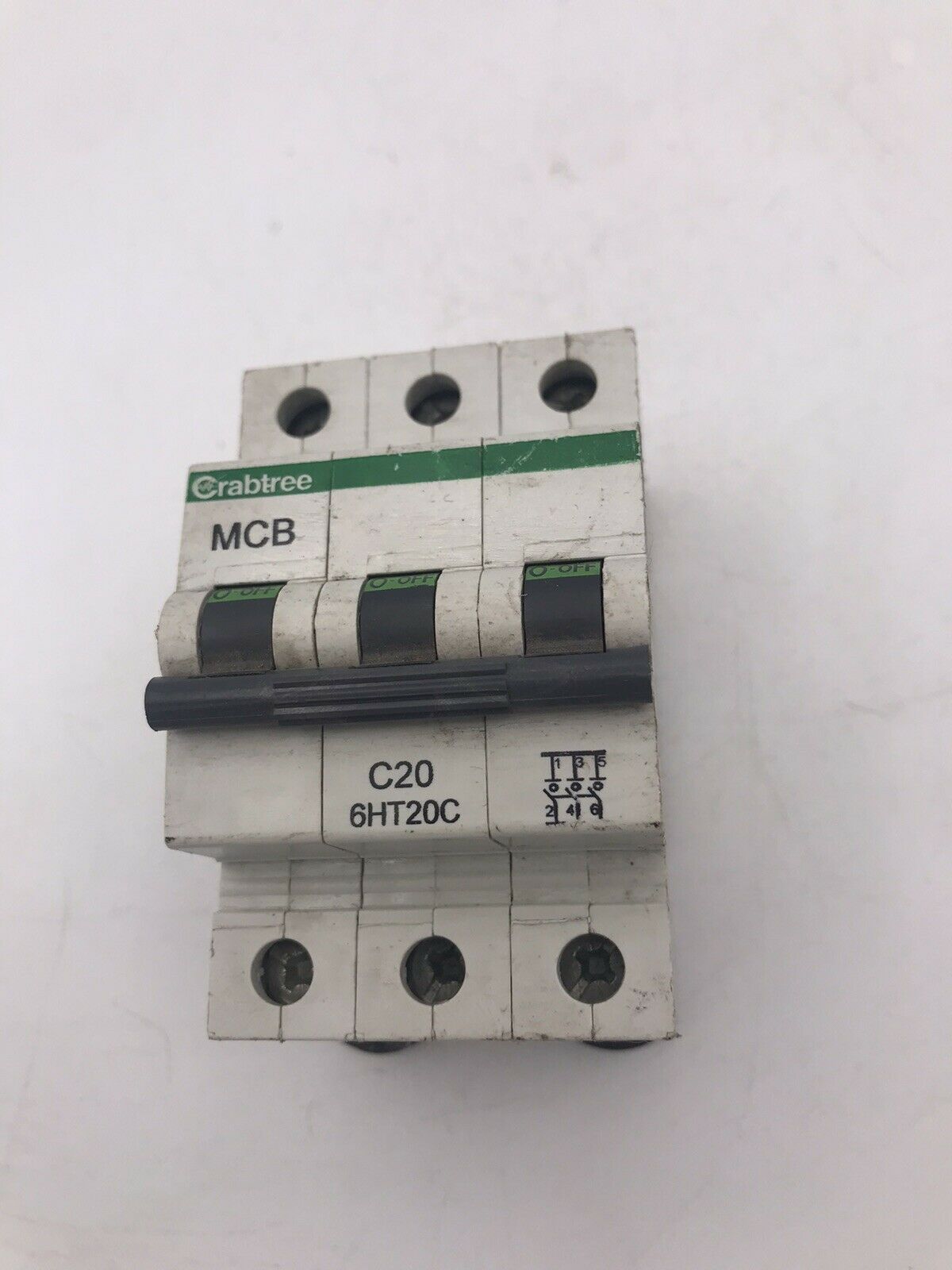 CRABTREE 20 AMP TYPE C 10kA TRIPLE POLE MCB CIRCUIT BREAKER 6HT20C BC