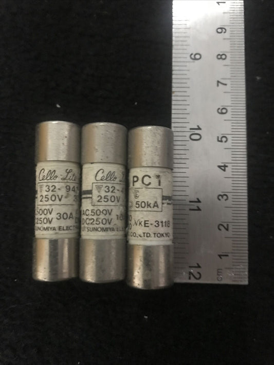 Cello Lite 32-941 Fuse 32941 30A (Pack of 3) 30 Amp DC 250v AC 500v 50kA