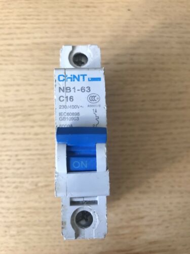 Chint 16A Type C Single Pole MCB, NB1-63C1P16, MCB, C16, 16A, Tested