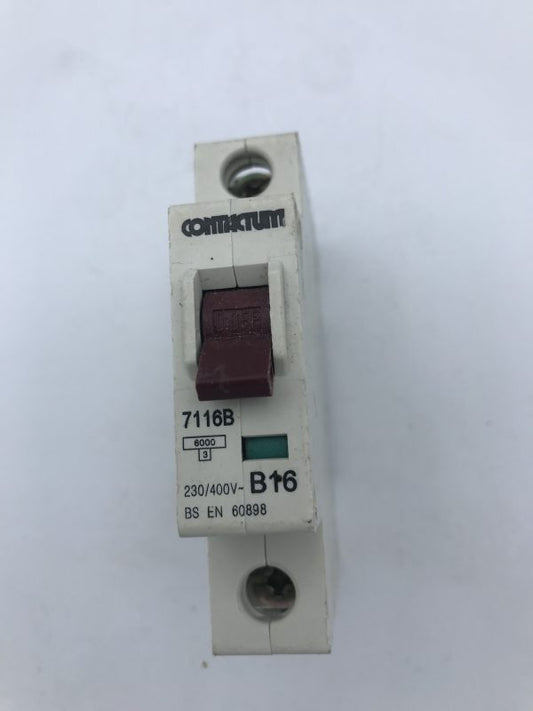 Contactum 7116B B16 16A 6kA Red Switch Circuit Breaker