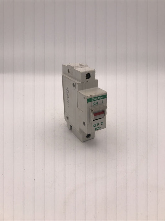 Crabtree Polestar B20 60B/20 MCB Single Pole 20 AMP Type B Pole Circuit Breaker