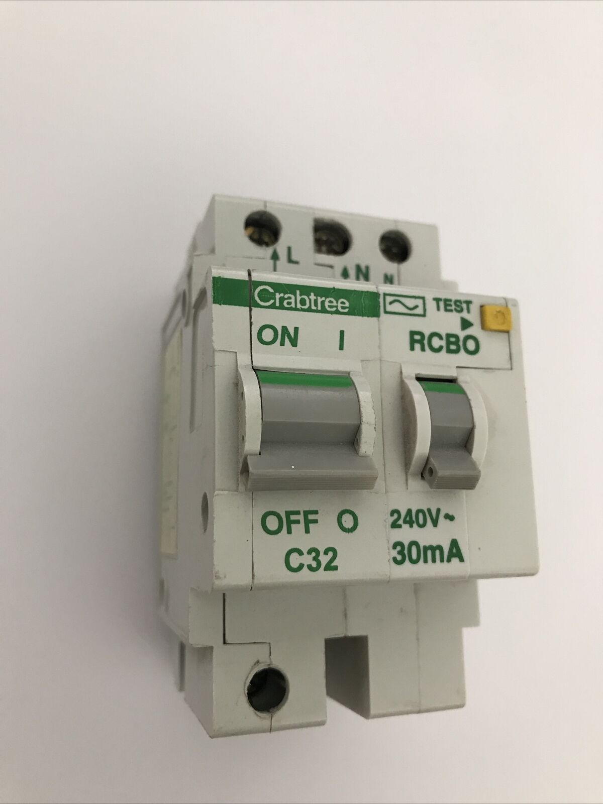 Crabtree Polestar C32 RCBO 32 Amp 30mA 10kA 32A Type C Double Pole 602C/323