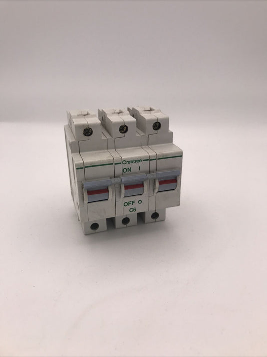 Crabtree Polestar C6 Amp Type C 6A Triple Pole 3 Phase 63C/06 Circuit Breaker