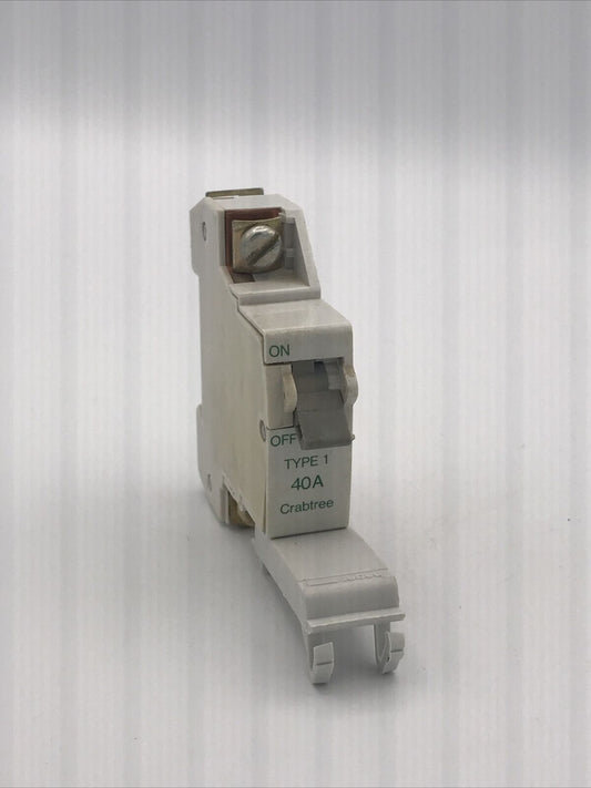 Crabtree SB6000 MCB 40 Amp Single Pole Breaker Type 1 40A 610/40