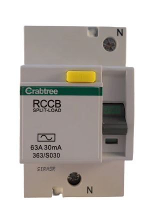 CRABTREE STARBREAKER 363/S030 - 63A 30mA SPLIT LOAD RCCB