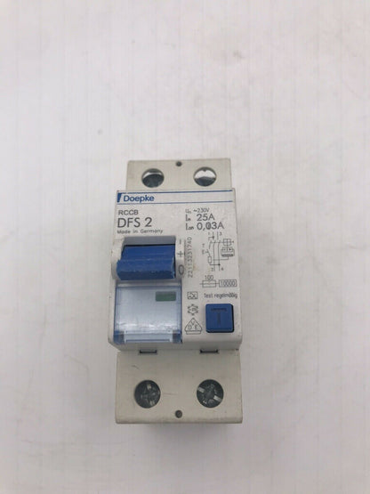 DOEPKE DFS2 25A 25AMP 30MA DOUBLE POLE DP 2P RCCB SWITCH