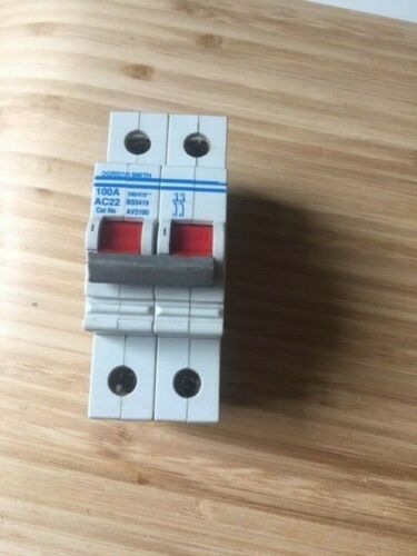 DORMAN SMITH 100 AMP MAIN SWITCH LOADLIMITER DOUBLE POLE BS5419 AC22 AV2100 2P