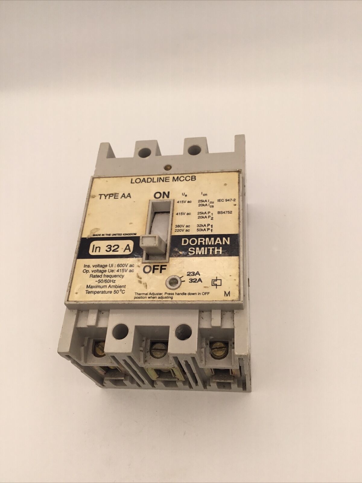 Dorman Smith Loadline 32A Triple Pole 3 Phase MCCB 32 Amp Type AA