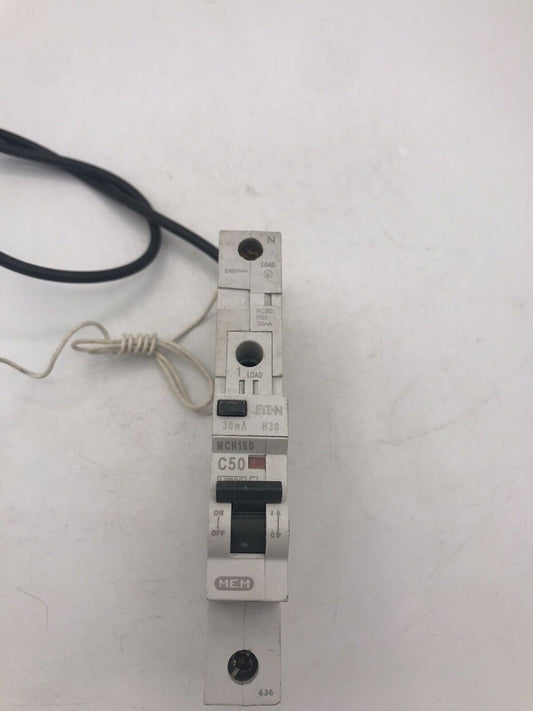 EATON MCH150R30, 50 AMP, TYPE C, MEMSHIELD 2, 10 KA RCBO