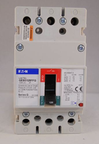 Eaton MEM 125 Amp 3 Phase Pole MCCB Series E GEB3125FFG Circuit Breaker