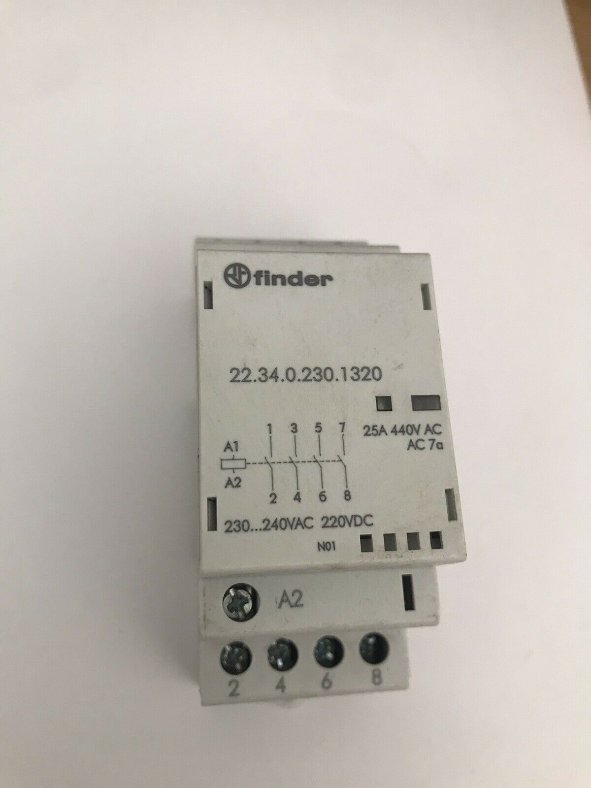 FINDER - 22.34.0.230.1320 - RELAY, MODULAR CONTACTOR, 25A-440v, 230V AC/DC