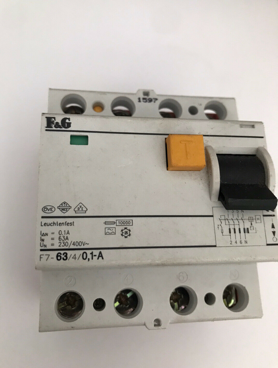 F & G F7-63-4 63 AMP 100mA 4 POLE RCD