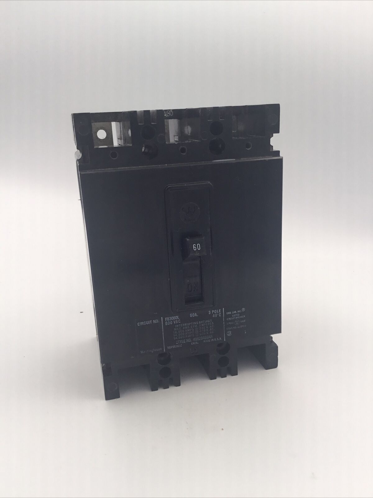 FB3060L Ottermill Westinghouse 60A, 3 Phase MCB, 3 Pole Circuit Breaker