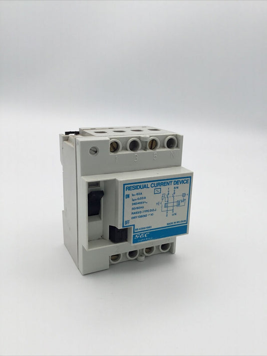 GEC VYNCKIER 63A RCD 097/138062-030 30mA RA63/2 63 AMP 4 Pole RCCB RCD