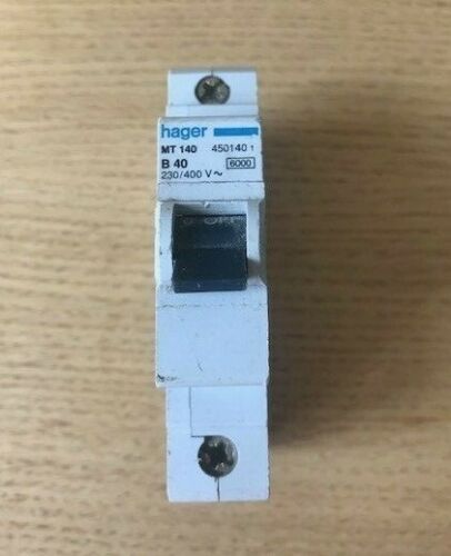 HAGER 40 AMP TYPE B 6 kA MCB CIRCUIT BREAKER MT140 450140 B40 40A Tested