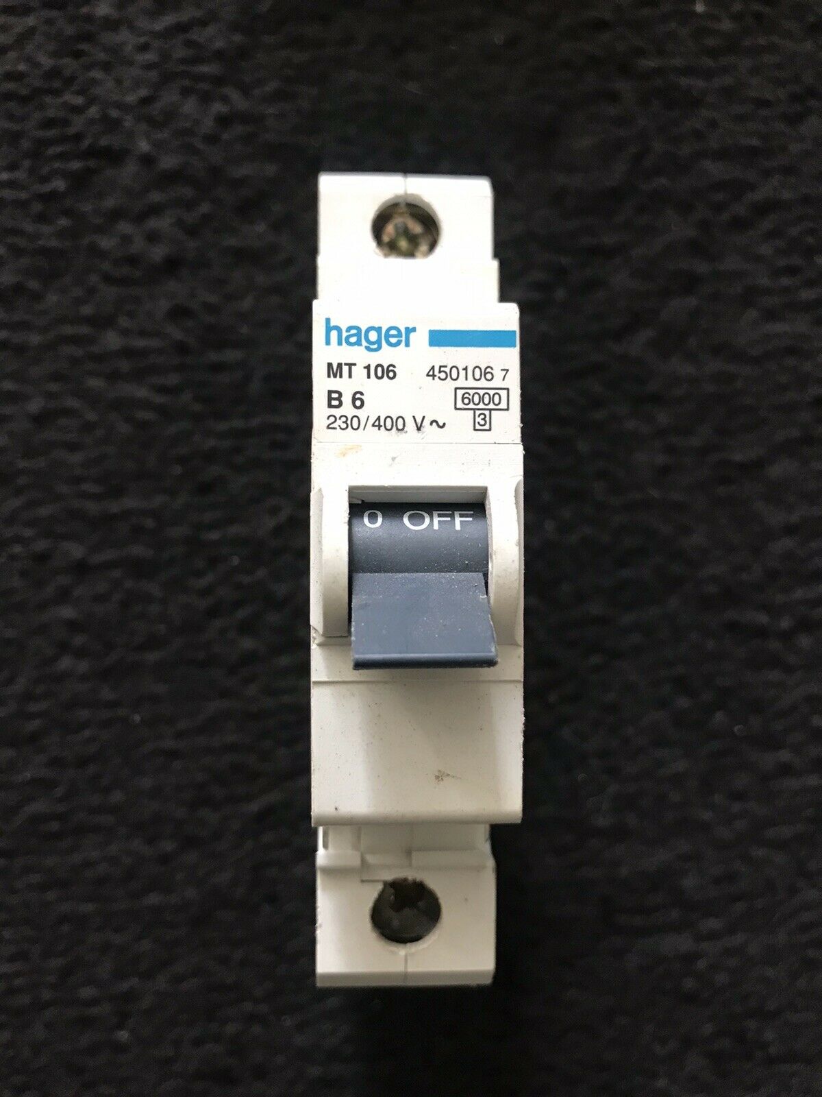 HAGER 6 AMP TYPE B 6kA MCB CIRCUIT BREAKER MT106 450106 Same Day Dispatch