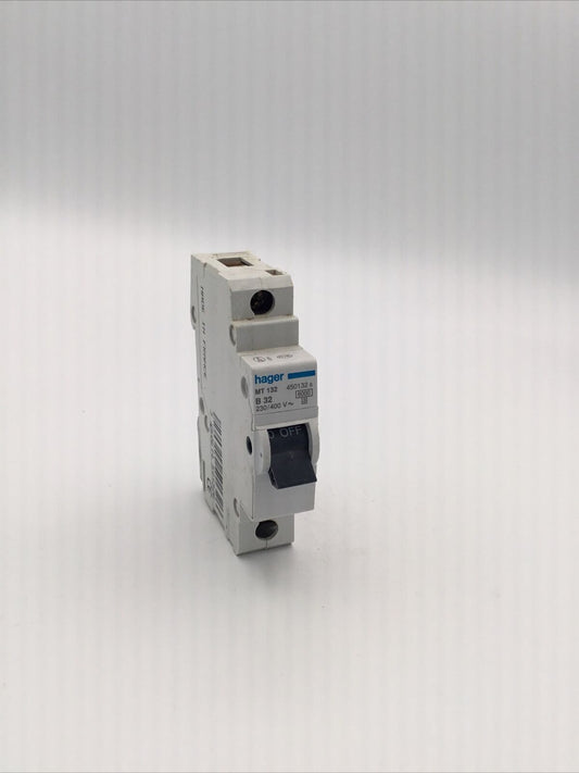 Hager 32A MCB B32 32 Amp MT132 Type B Single Pole Miniature Circuit Breaker