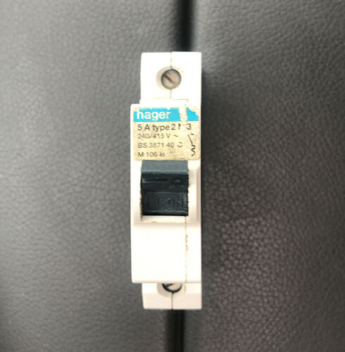 Hager 6A Type 2 Single Pole MCB M3 M 106 Tested & Working Same Day Dispatch