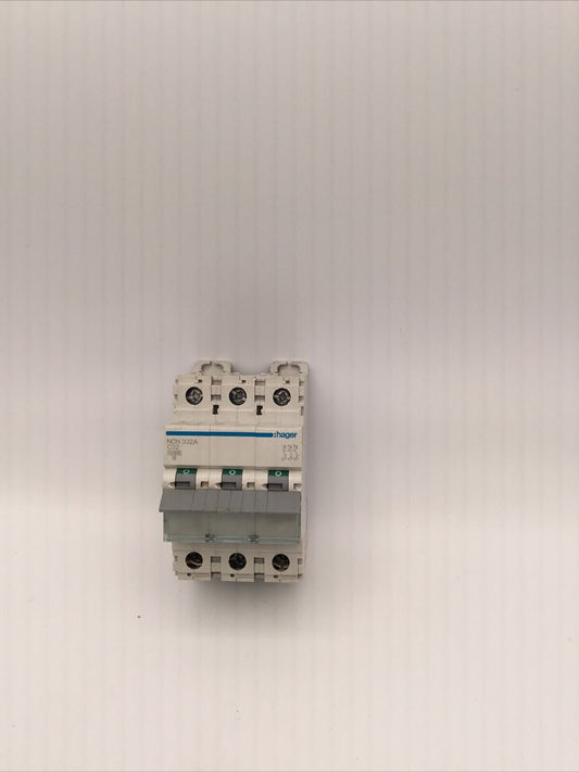 Hager MCB 32 Amp Triple Pole 3 Phase Circuit Breaker Type C 32A NCN332A