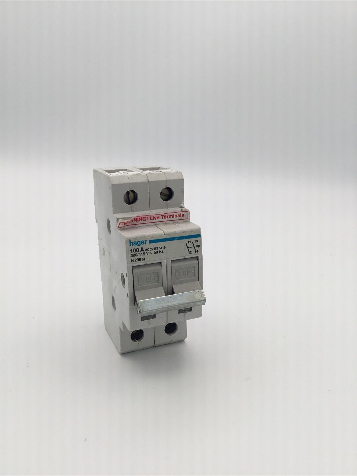 Hager N299 100A Double Pole Main Switch Isolator