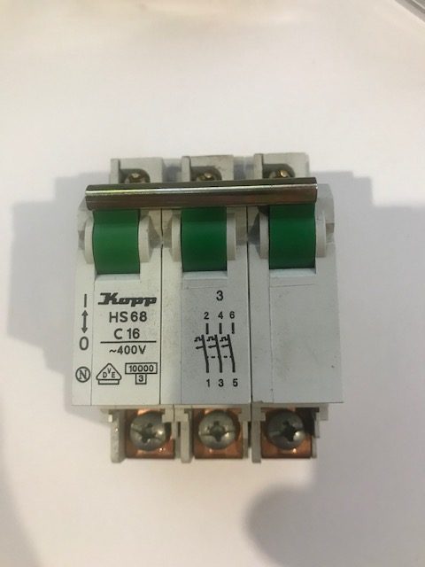 KOPP (OTTERMILL) 16A TYPE C TRIPLE POLE 3 PHASE MCB HS68 VDE M10 10kA 16 AMP C16