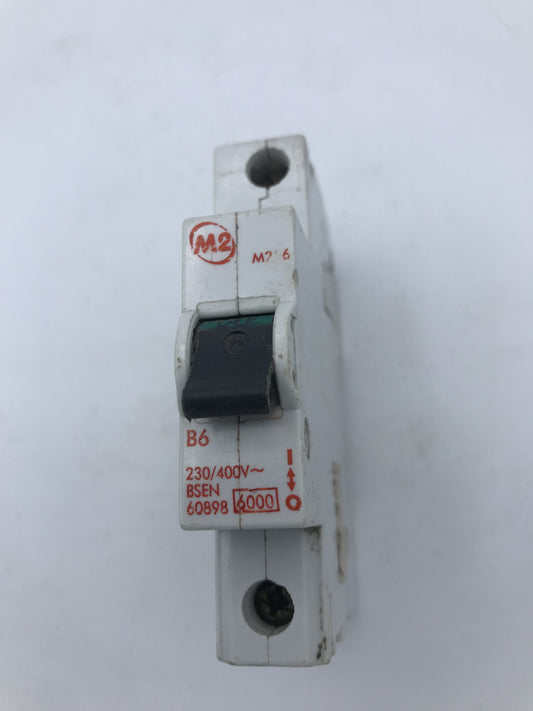 M2 6 AMP 6A B6 TYPE B 6 kA MCB CIRCUIT BREAKER 230/400V M2B6