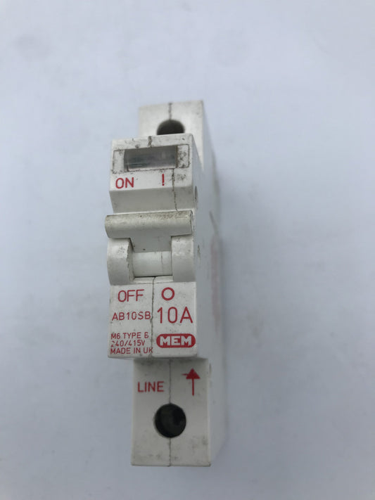 MEM Memera 2000 MCB 10 Amp Type B 10A Single Pole Breaker Memshield Delta AB10SB