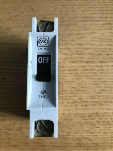 MK LN5906 TYPE 2 MCB'S CIRCUIT BREAKERS 6 amp - Tested - Same Day Dispatch Old Style