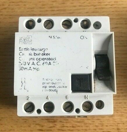 MK Sentry LN5760 60A 60 Amp 2P Double Pole RCD BS4293 Circuit Breaker Trip Fuse