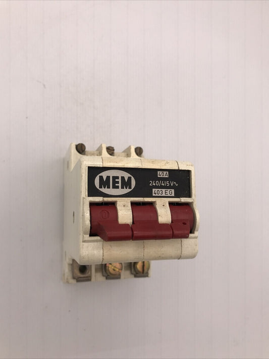 Old Type MEM 403 EG 40A 40 Amp MCB Triple Pole 3P 3 Pole Circuit Breaker