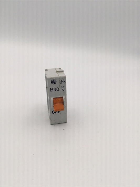WYLEX 40A Type B Push/Plug-In Circuit Breaker ~B40 40 Amp MCB ~No Base~ Orange